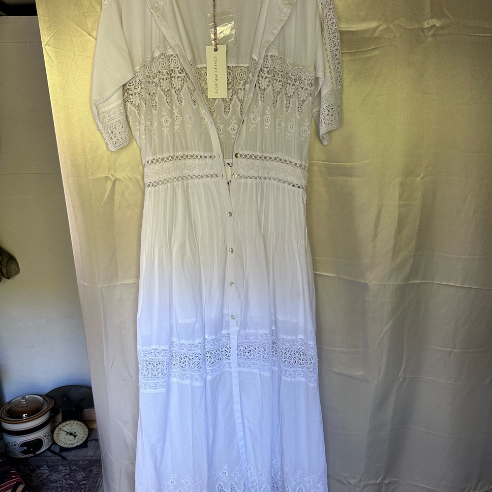 LoveShackFancy White Lace Maxi Dress